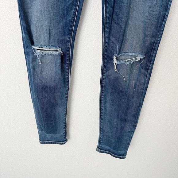 [Hudson] Nico Mid Rise Ankle Skinny Jeans Dark Wash Ripped Knee Distressed Sz 29 - Picture 8 of 11